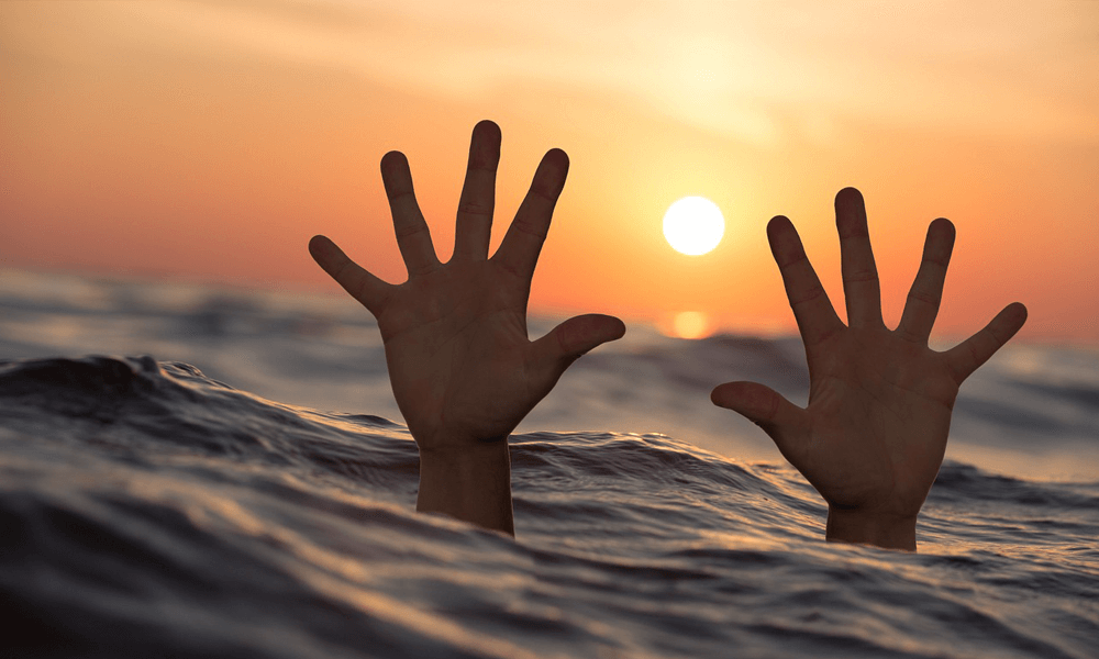 Drowning Hands on Sea